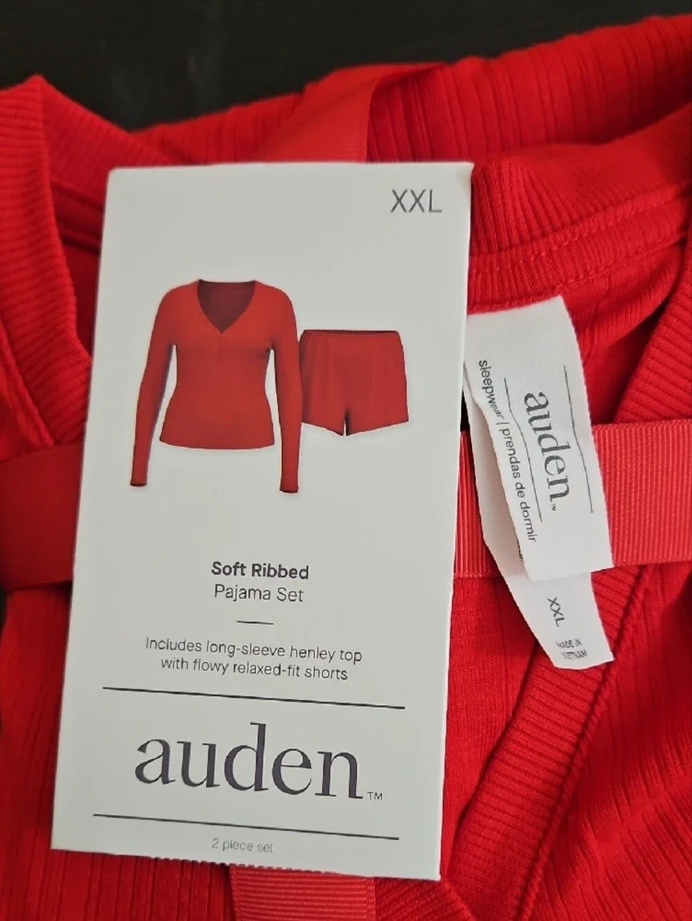 Auden Red Soft Ribbed Pajama Set - Picture 4 of 4